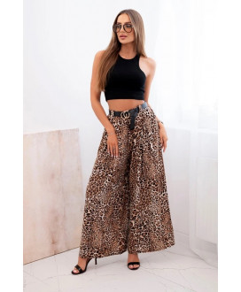 Dámske široké nohavice s leopardím vzorom a...