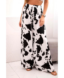 Dámske viskózové nohavice so širokými nohavicami so zvieracou potlačou