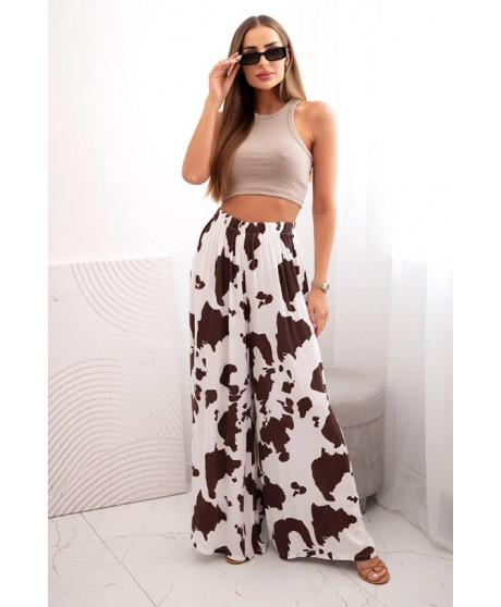 Dámske viskózové nohavice so širokými nohavicami so zvieracou potlačou