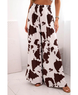 Dámske viskózové nohavice so širokými nohavicami so zvieracou potlačou