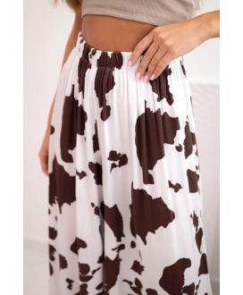 Dámske viskózové nohavice so širokými nohavicami so zvieracou potlačou