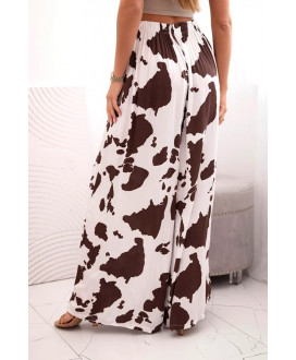 Dámske viskózové nohavice so širokými nohavicami so zvieracou potlačou