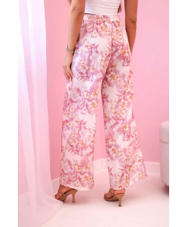 Dámske široké nohavice s kvetinovou potlačou