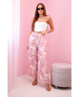Dámske široké nohavice s kvetinovou potlačou