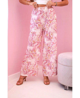 Dámske široké nohavice s kvetinovou potlačou
