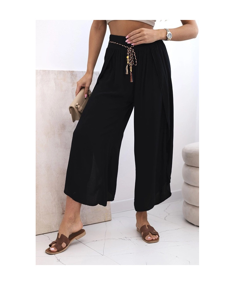 Dámske viskózové nohavice s rozparkom