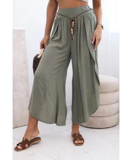 Dámske viskózové nohavice s rozparkom