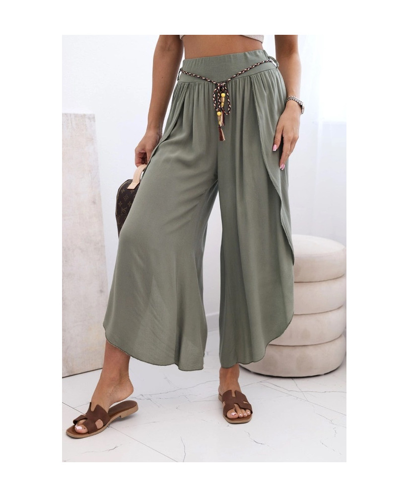 Dámske viskózové nohavice s rozparkom