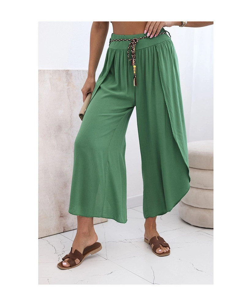 Dámske viskózové nohavice s rozparkom