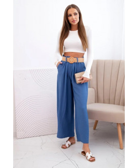 Dámske viskózové nohavice s ozdobným opaskom