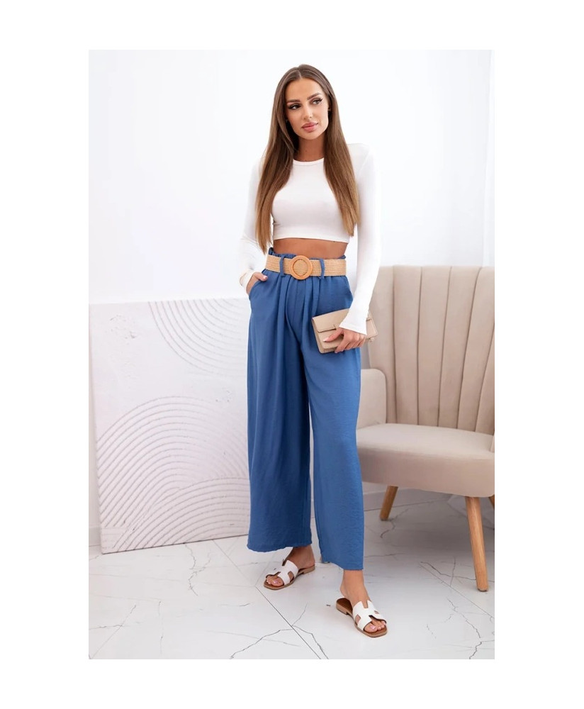 Dámske viskózové nohavice s ozdobným opaskom