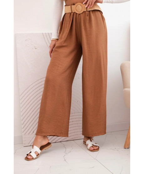 Dámske viskózové nohavice s ozdobným opaskom
