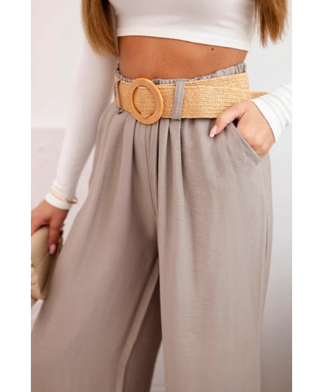 Dámske viskózové nohavice s ozdobným opaskom