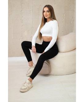 Dámske rebrované legíny s vysokým pásom