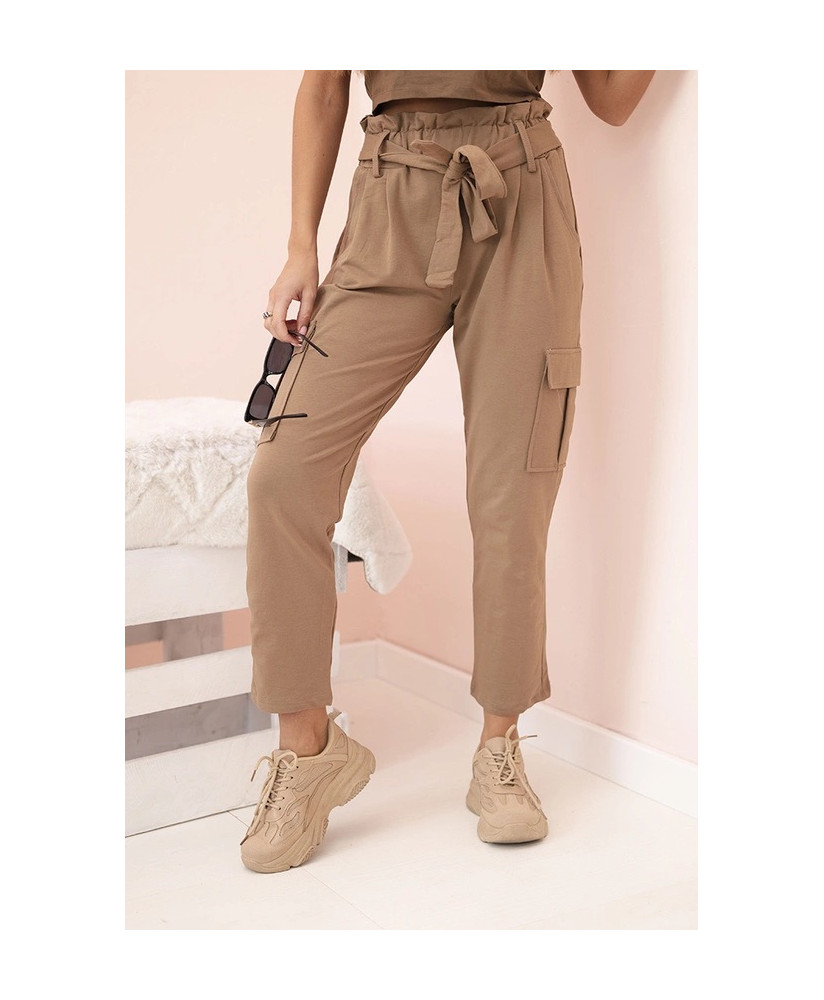 Dámske cargo nohavice s vysokým pásom