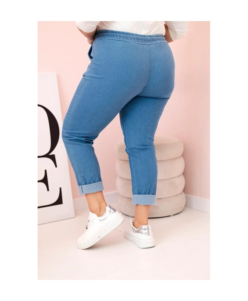 Dámske bavlnené nohavice Plus Size s elastickým pásom a šnúrkou