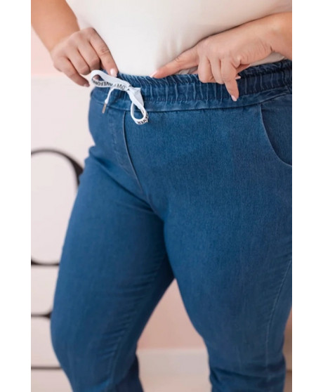 Dámske bavlnené nohavice Plus Size s elastickým pásom a šnúrkou