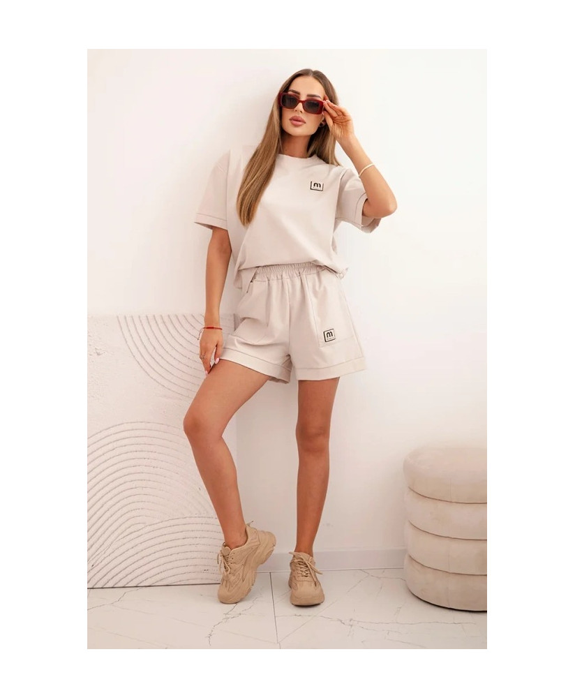 Dámsky punto komplet s krátkym rukávom a voľnými šortkami