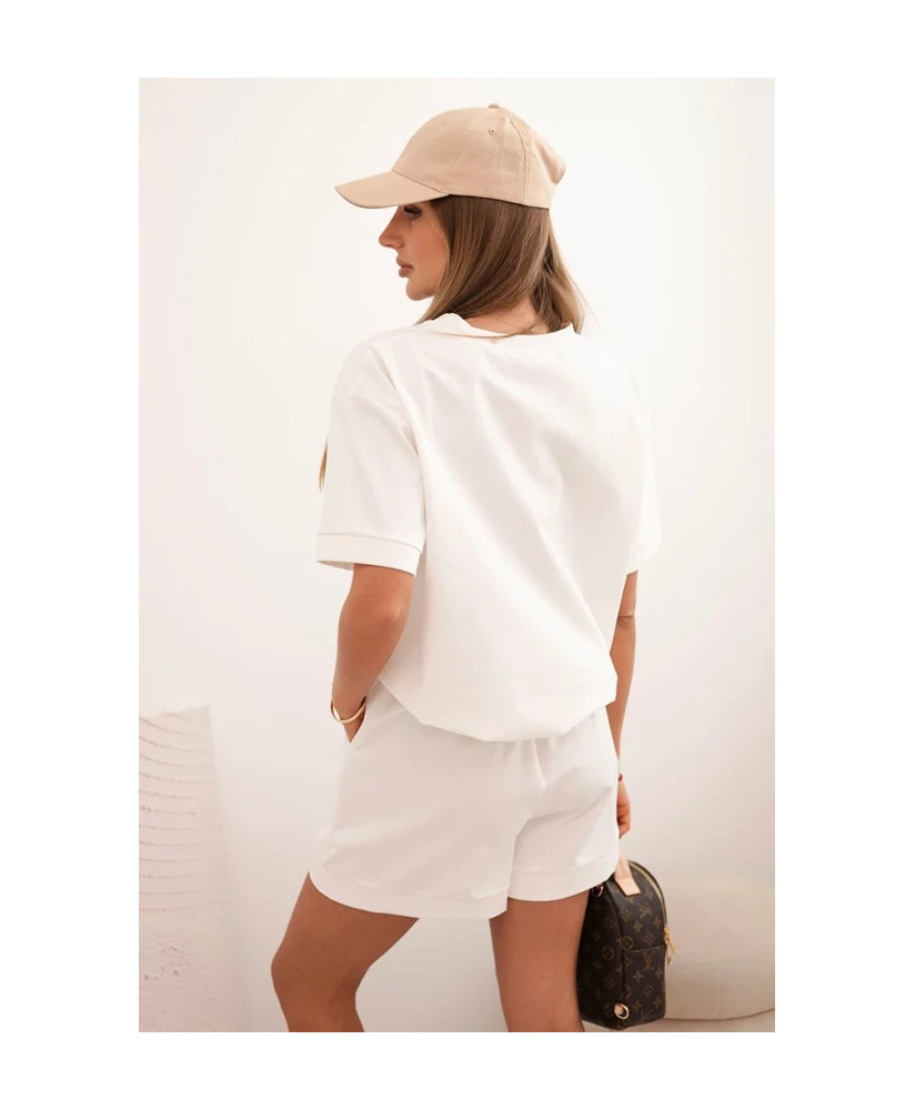 Dámsky punto komplet s krátkym rukávom a voľnými šortkami