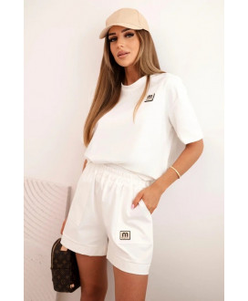 Dámsky punto komplet s krátkym rukávom a voľnými šortkami