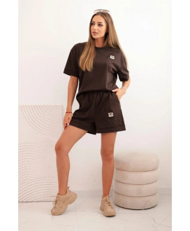 Dámsky punto komplet s krátkym rukávom a voľnými šortkami