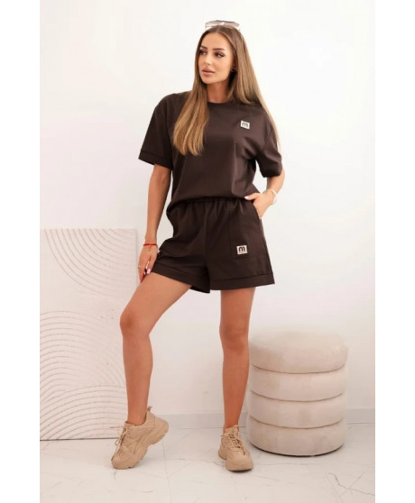 Dámsky punto komplet s krátkym rukávom a voľnými šortkami