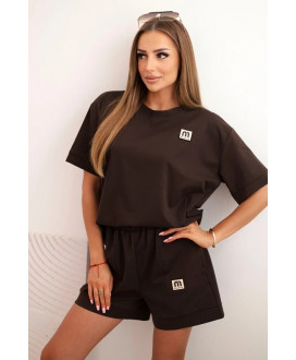 Dámsky punto komplet s krátkym rukávom a voľnými šortkami