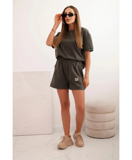 Dámsky punto komplet s krátkym rukávom a voľnými šortkami