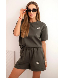 Dámsky punto komplet s krátkym rukávom a voľnými šortkami