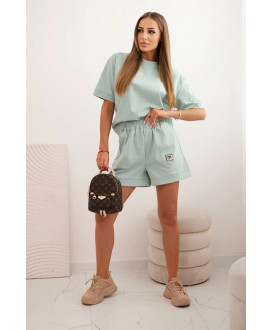 Dámsky punto komplet s krátkym rukávom a voľnými šortkami