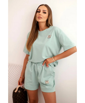 Dámsky punto komplet s krátkym rukávom a voľnými šortkami