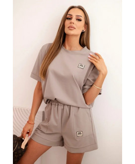 Dámsky punto komplet s krátkym rukávom a voľnými šortkami