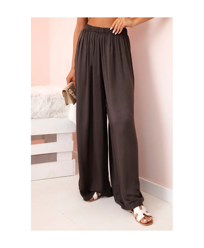 Dámske široké viskózové nohavice s elastickým pásom