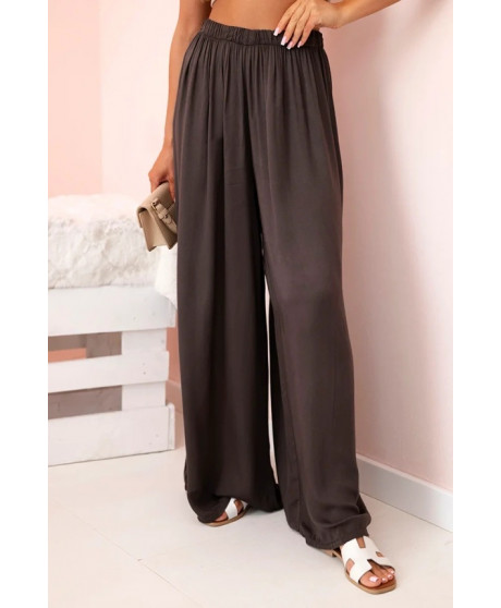 Dámske široké viskózové nohavice s elastickým pásom