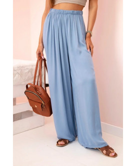 Dámske široké viskózové nohavice s elastickým pásom