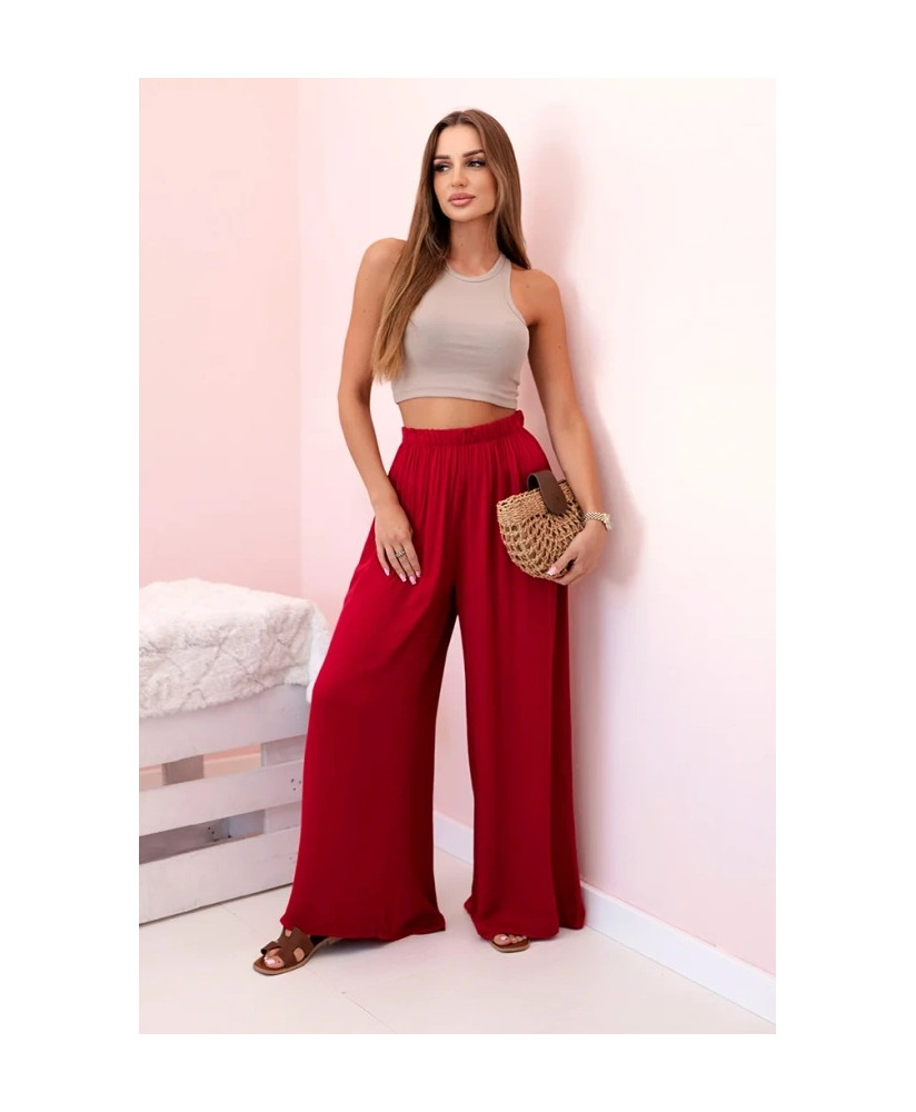 Dámske široké viskózové nohavice s elastickým pásom