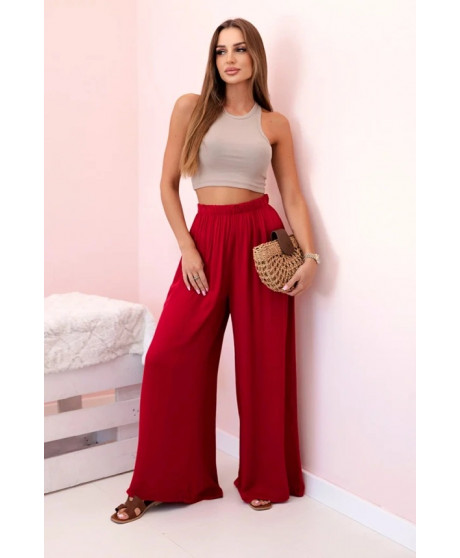 Dámske široké viskózové nohavice s elastickým pásom
