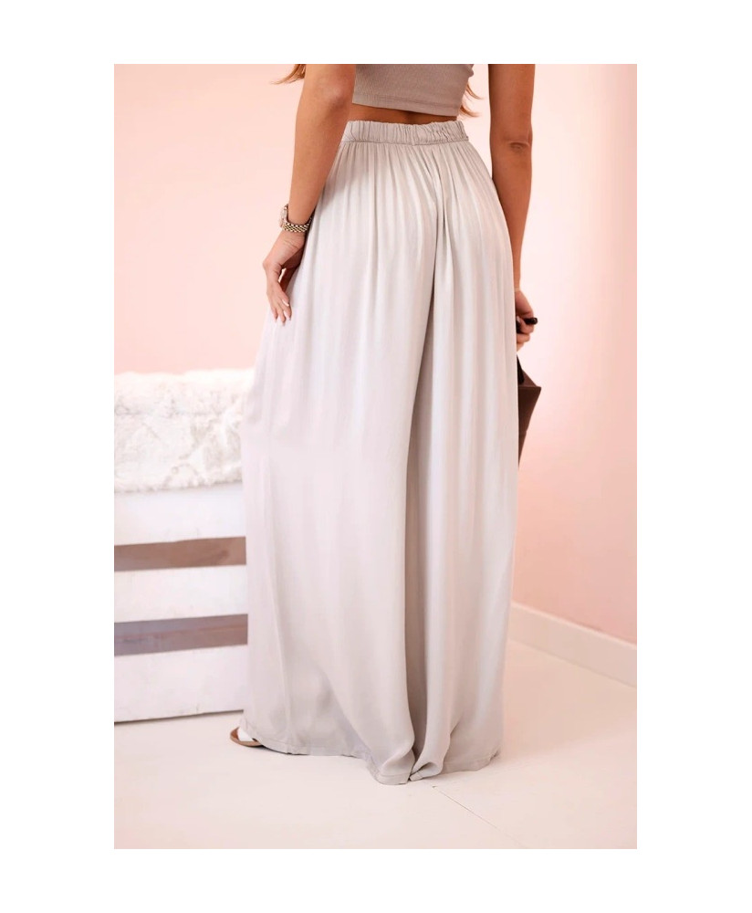 Dámske široké viskózové nohavice s elastickým pásom