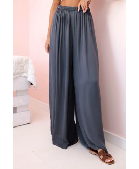 Dámske široké viskózové nohavice s elastickým pásom