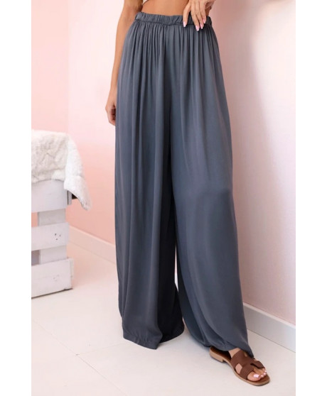 Dámske široké viskózové nohavice s elastickým pásom