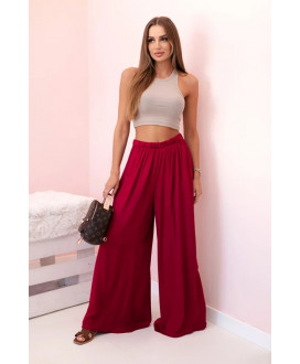 Dámske široké viskózové nohavice s elastickým pásom