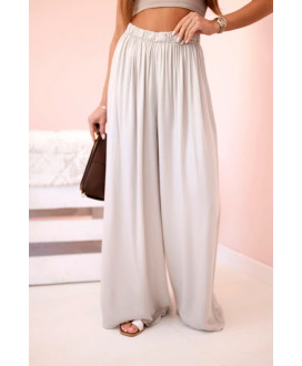 Dámske široké viskózové nohavice s elastickým pásom