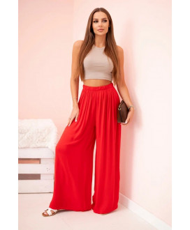 Dámske široké viskózové nohavice s elastickým pásom