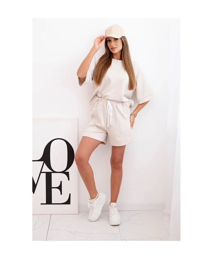 Dámska  súprava s blúzkou s krátkym rukávom a šortkami s gumičkou