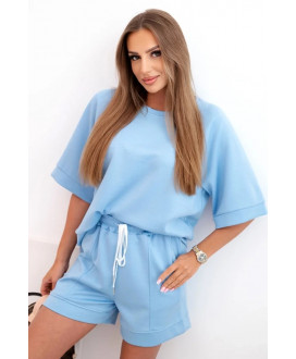 Dámska  súprava s blúzkou s krátkym rukávom a šortkami s gumičkou