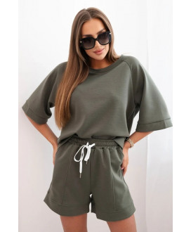 Dámska  súprava s blúzkou s krátkym rukávom a šortkami s gumičkou