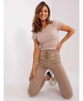 Dámske rebrované  legíny s pásom na viazanie