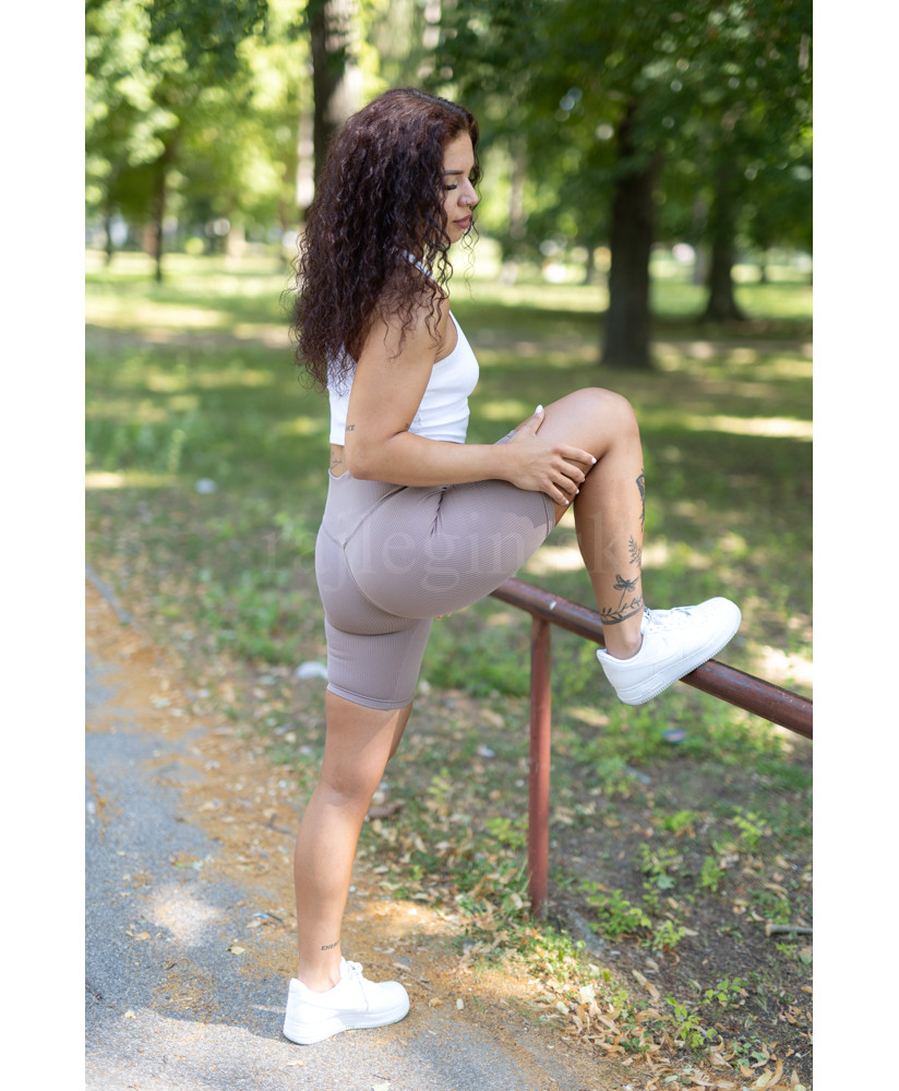 Rebrované cyklolegíny s vysokým pásom