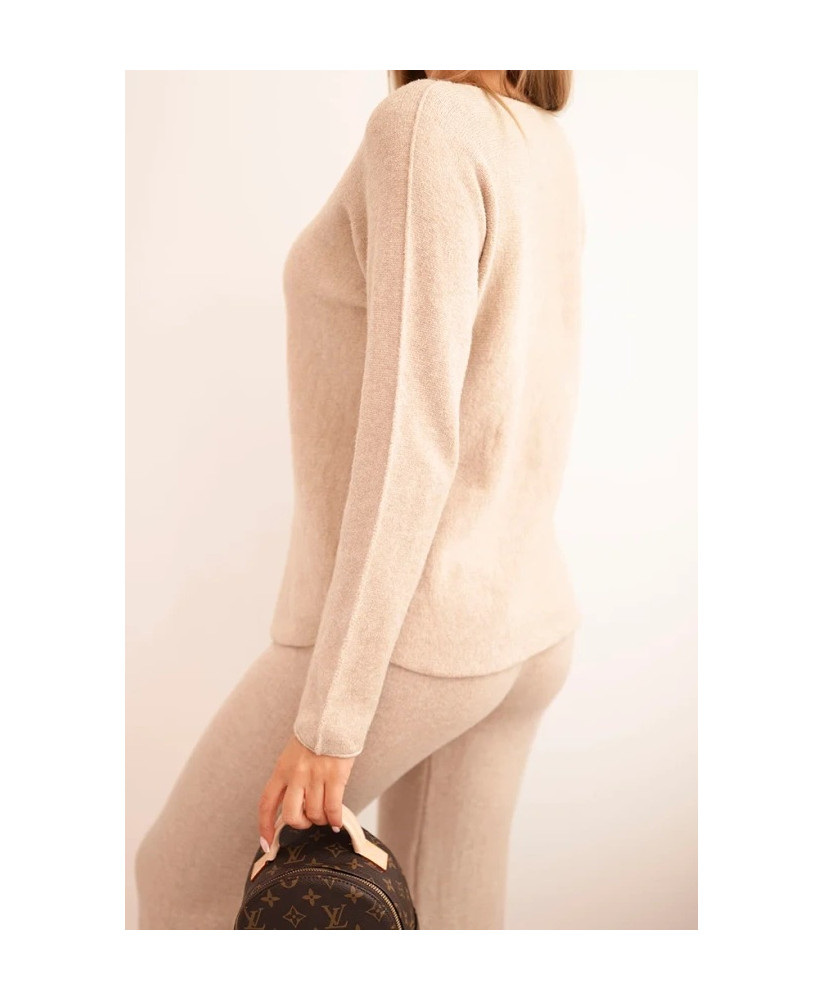 Dámsky sveterový komplet so širokými nohavicami a dlhým rukávom