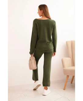 Dámsky sveterový komplet so širokými nohavicami a dlhým rukávom
